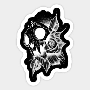 Skull And Rose (white version) Sticker